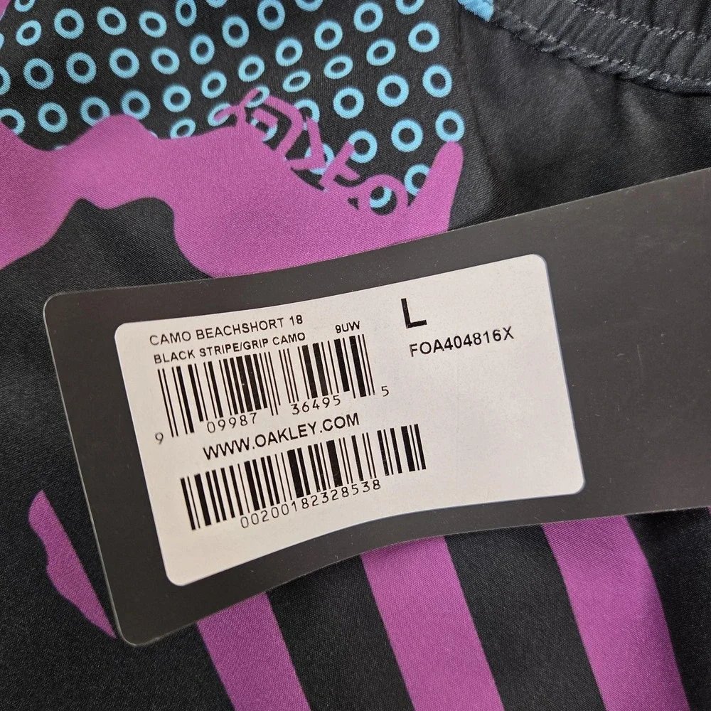 Oakley Swim Shorts Mens Large Black Camo Beachshort 18 Stripegrip FOA404816X‎